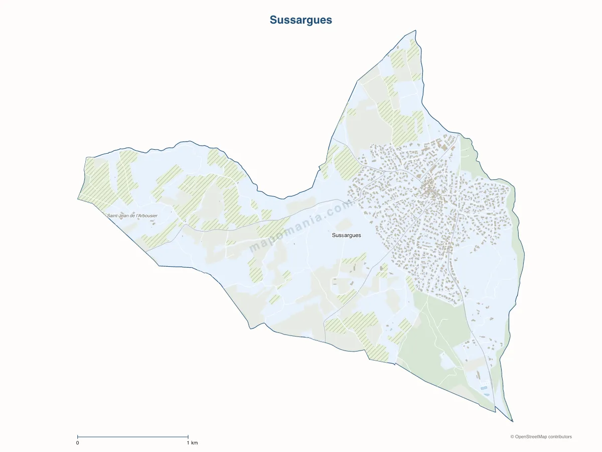 Carte de Sussargues à personnaliser