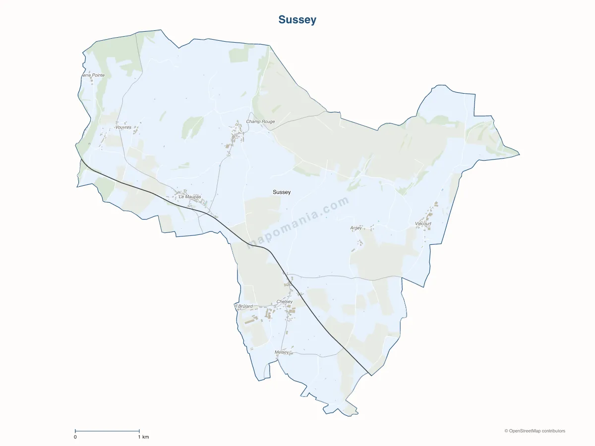Carte de Sussey à personnaliser