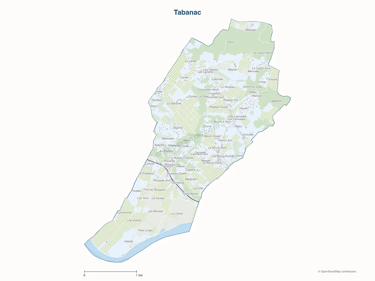 Carte de Tabanac à personnaliser