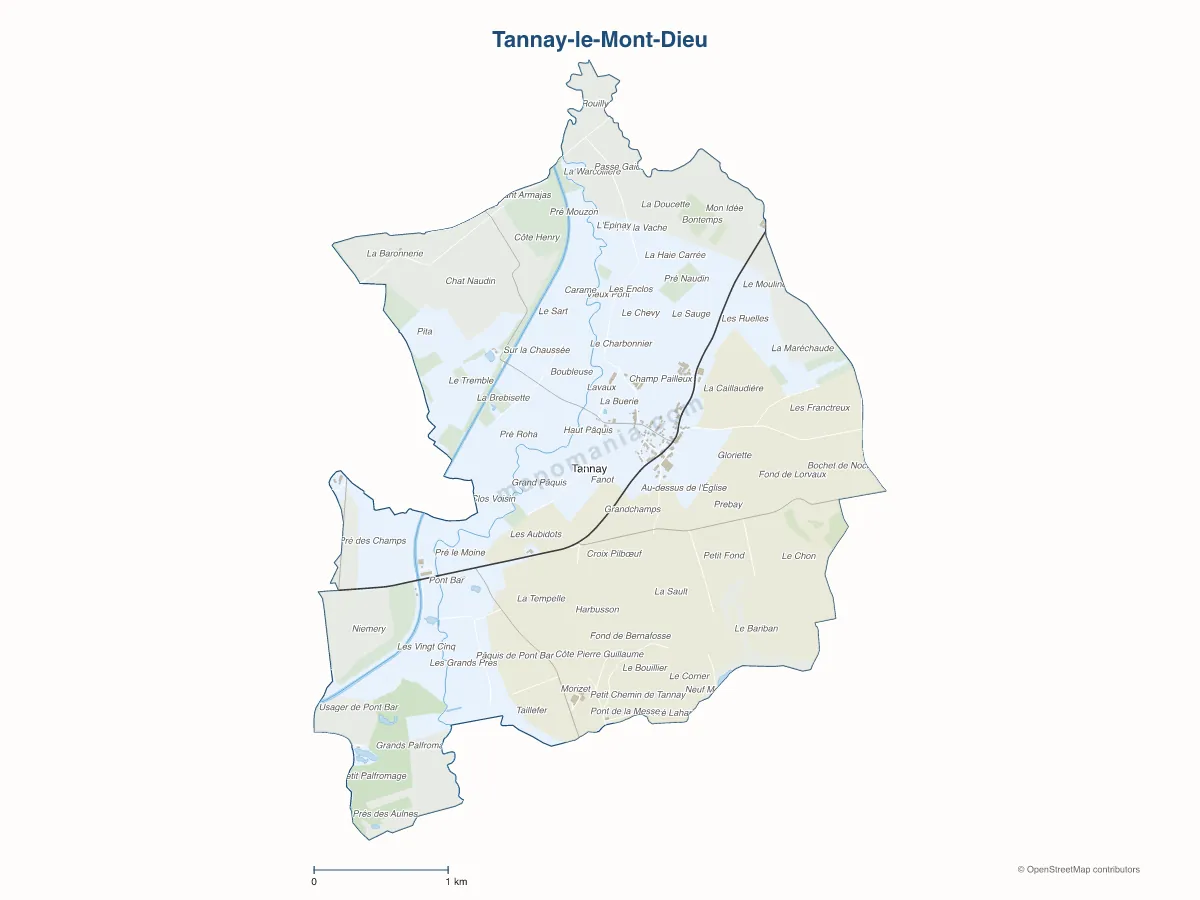 Carte de Tannay-le-Mont-Dieu à personnaliser