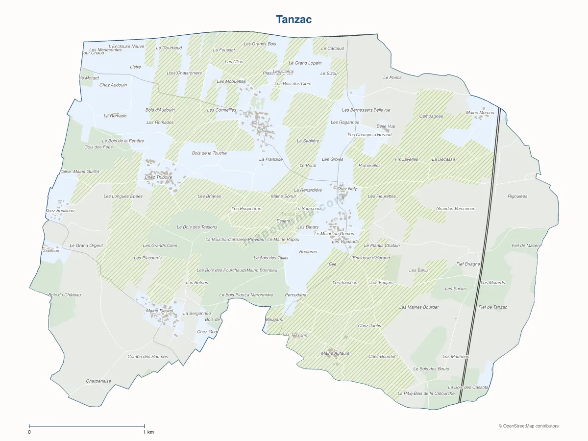 Carte de Tanzac à personnaliser