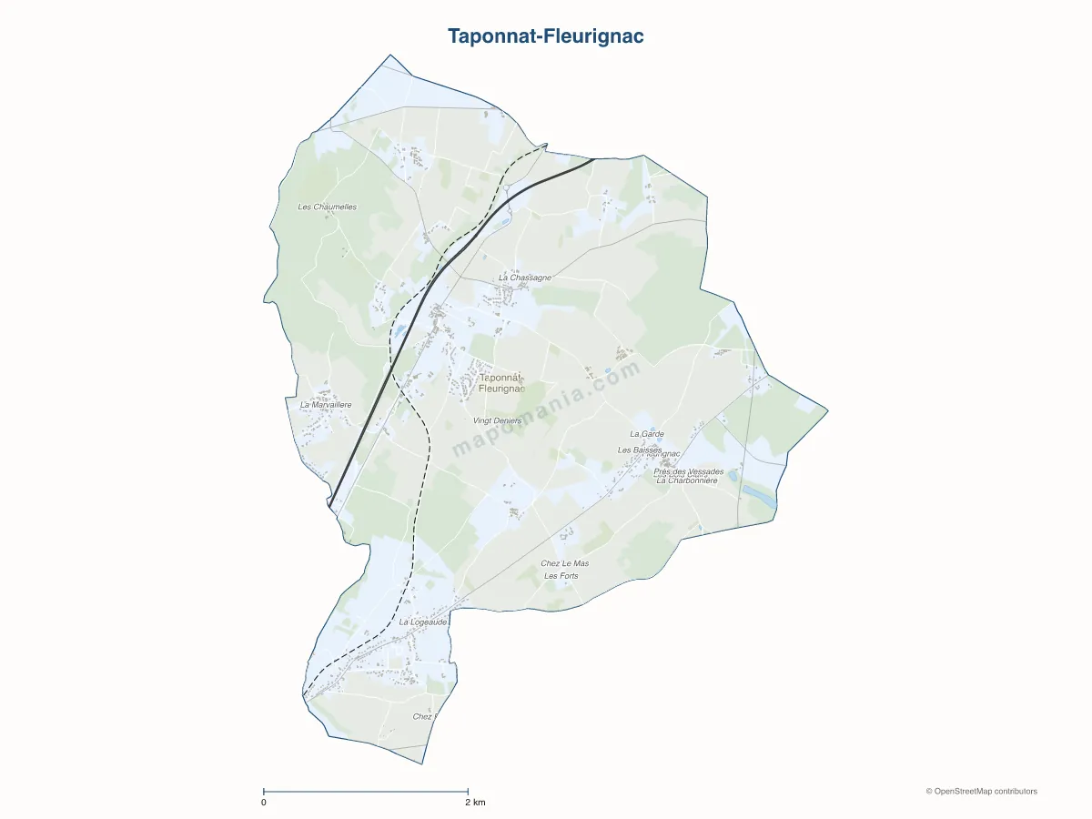 Carte de Taponnat-Fleurignac à personnaliser