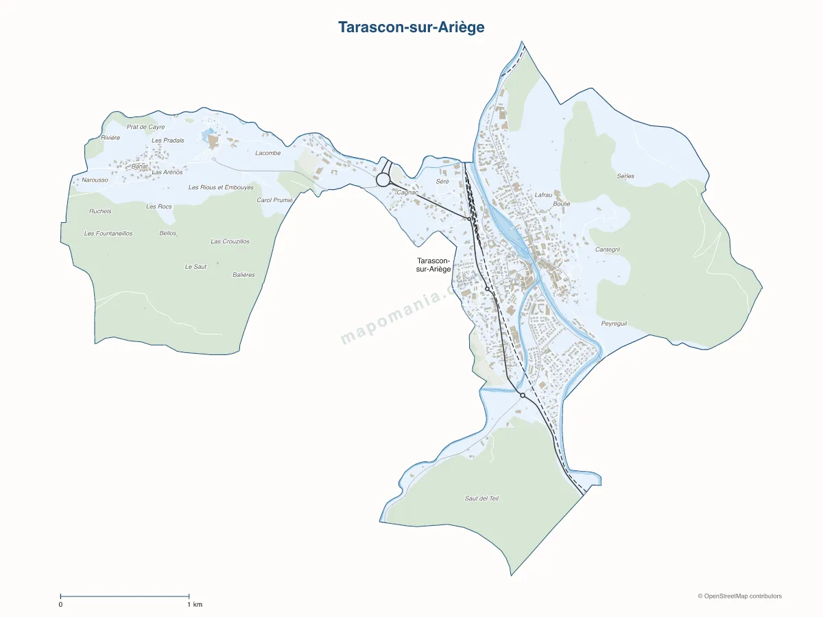 Carte de Tarascon-sur-Ariège à personnaliser