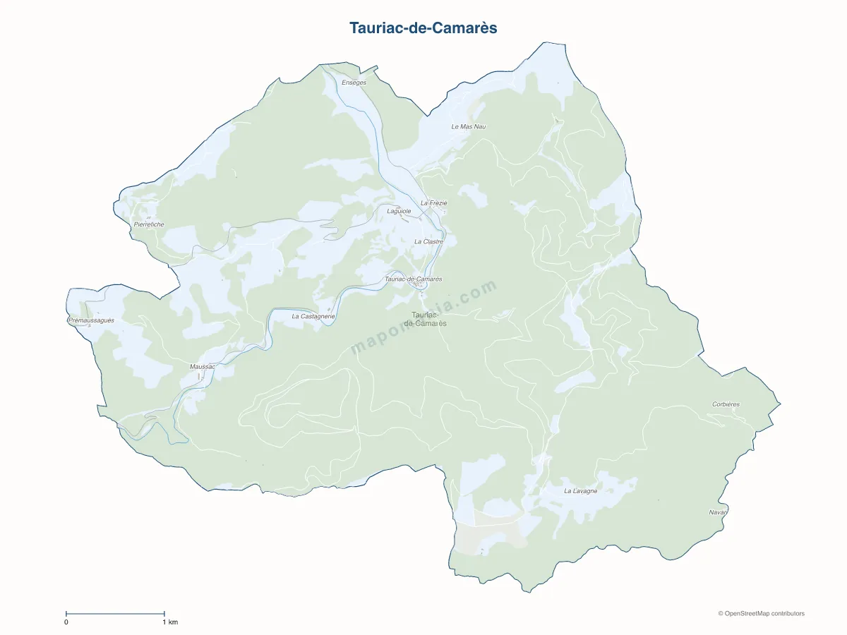 Carte de Tauriac-de-Camarès à personnaliser