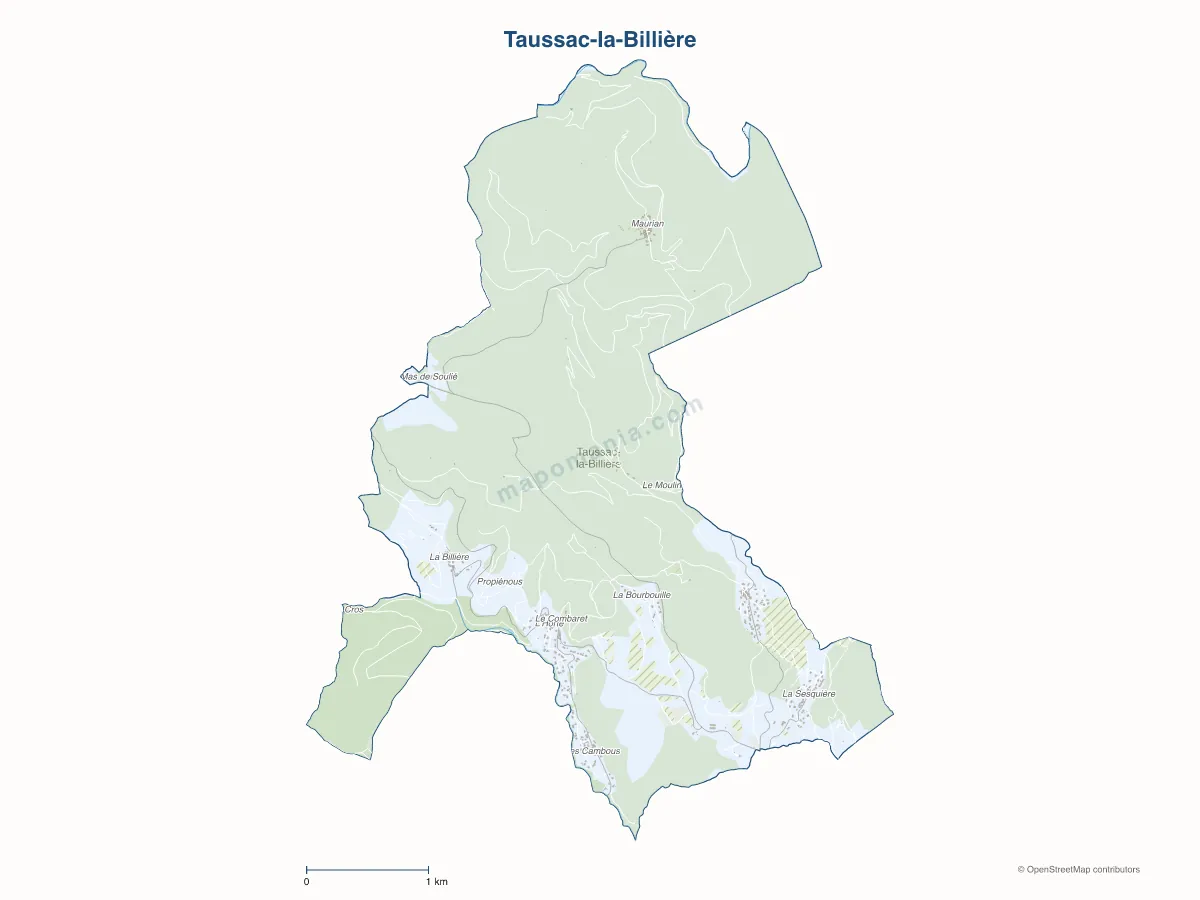 Carte de Taussac-la-Billière à personnaliser