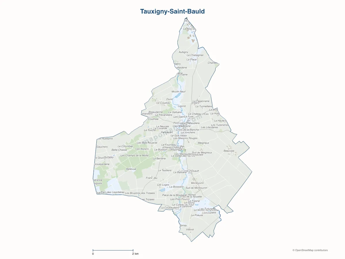 Carte de Tauxigny-Saint-Bauld à personnaliser