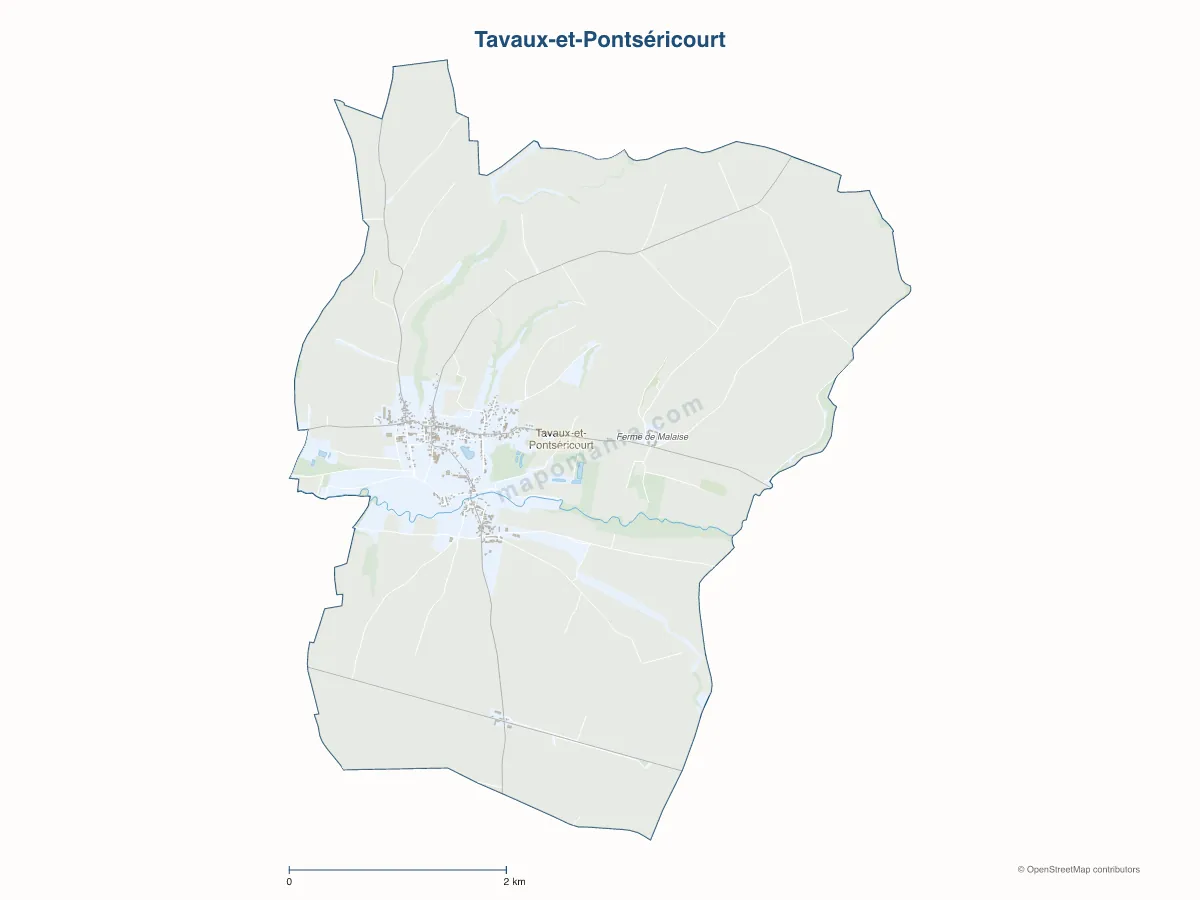 Carte de Tavaux-et-Pontséricourt à personnaliser
