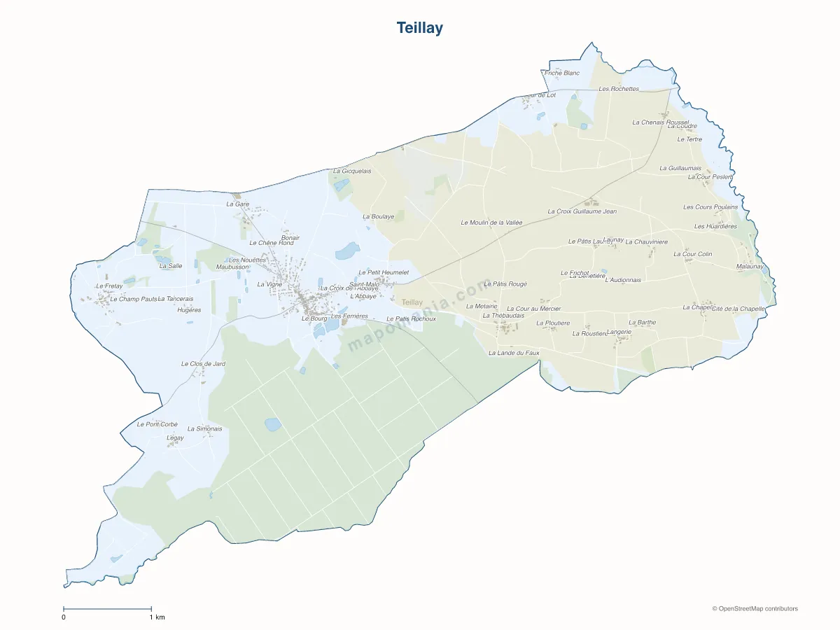 Carte de Teillay à personnaliser