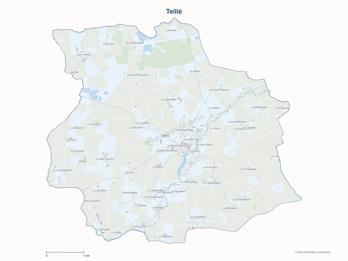 Carte de Teillé à personnaliser