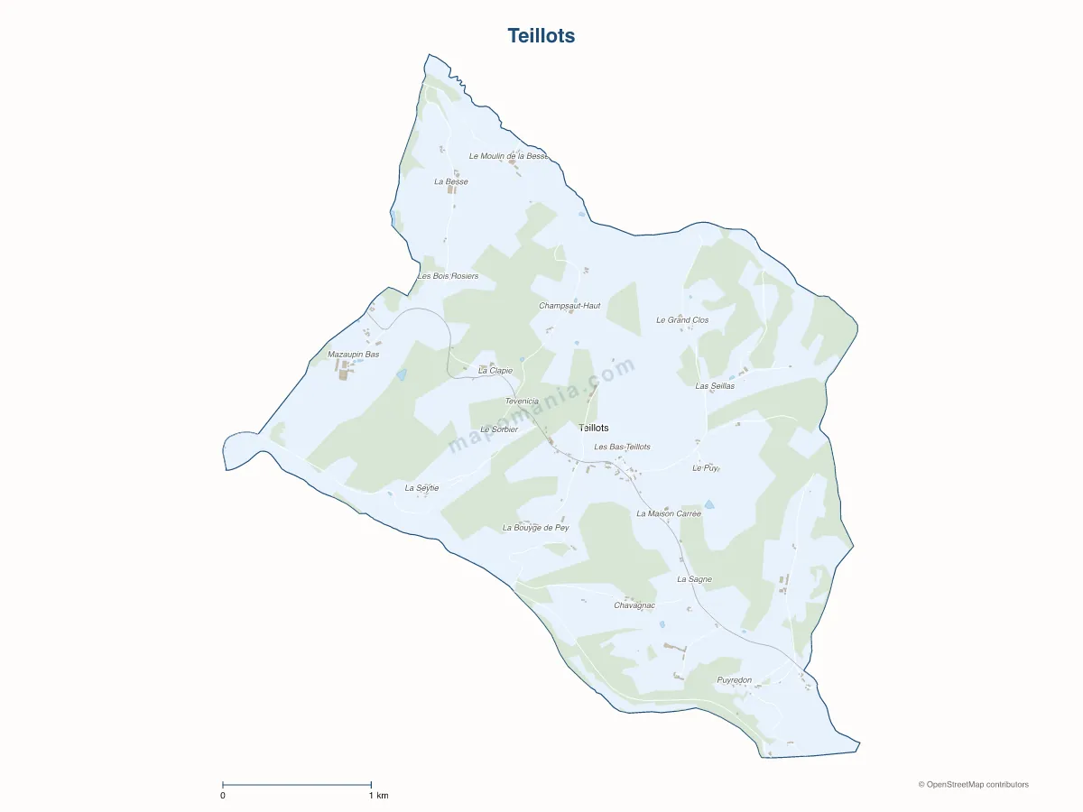Carte de Teillots à personnaliser