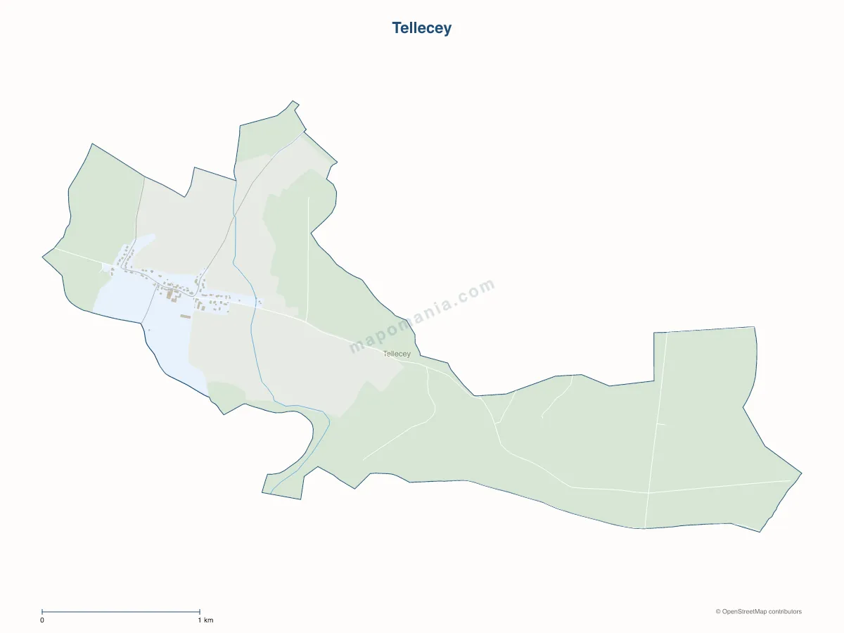 Carte de Tellecey à personnaliser