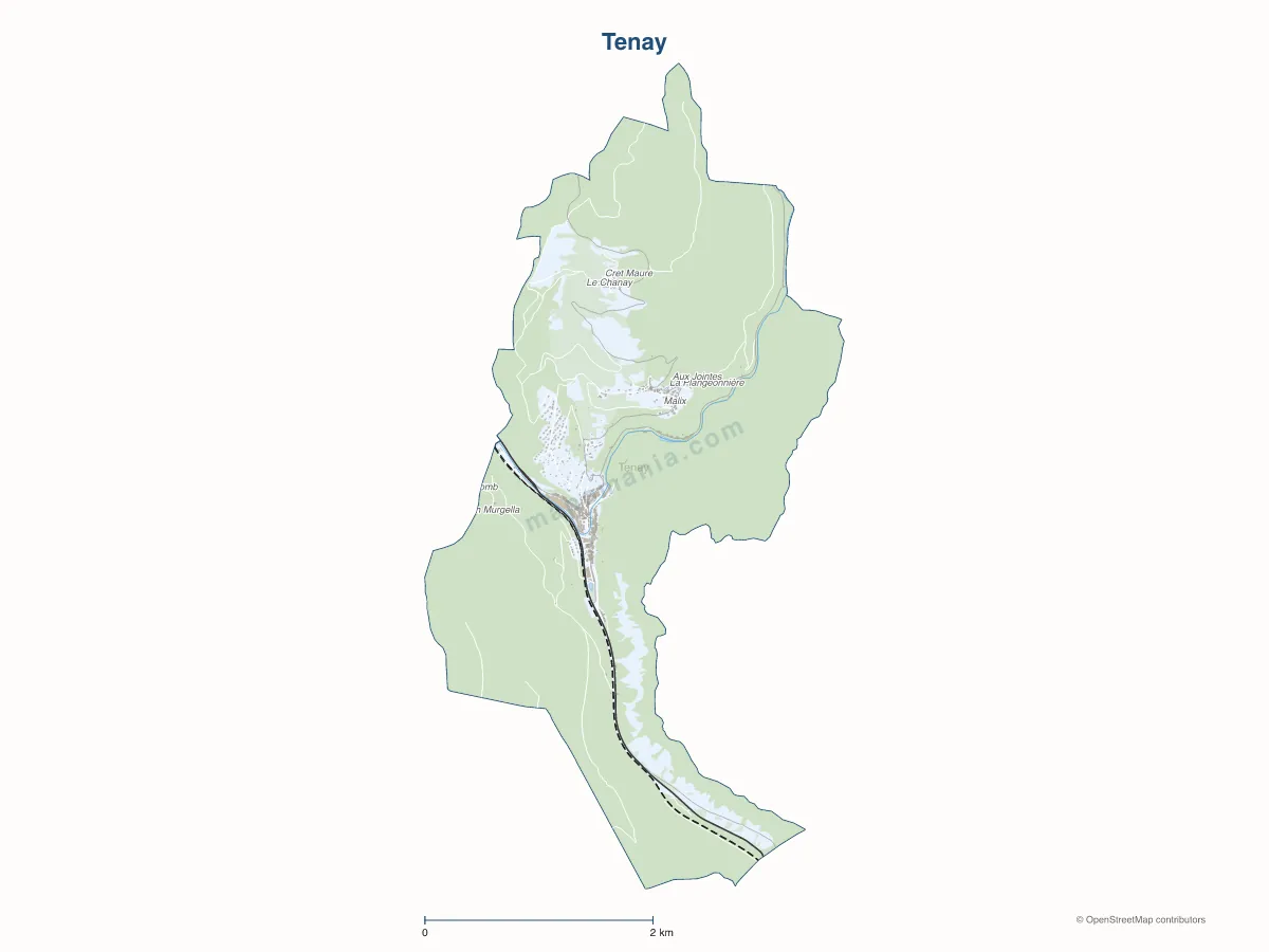 Carte de Tenay à personnaliser