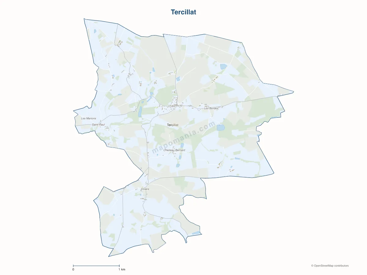 Carte de Tercillat à personnaliser