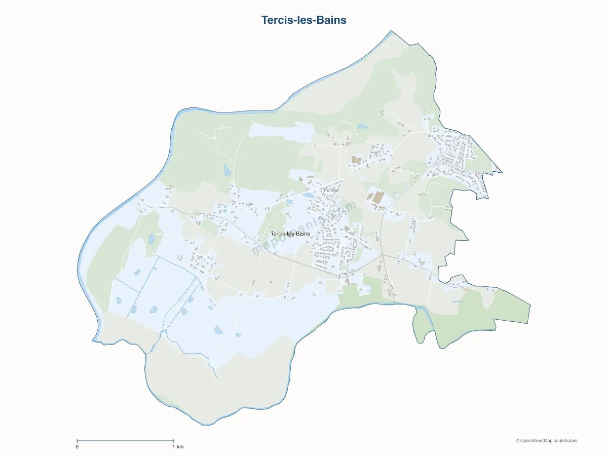 Carte de Tercis-les-Bains à personnaliser