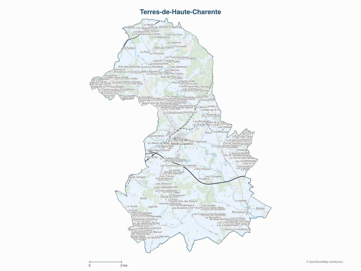 Carte de Terres-de-Haute-Charente à personnaliser