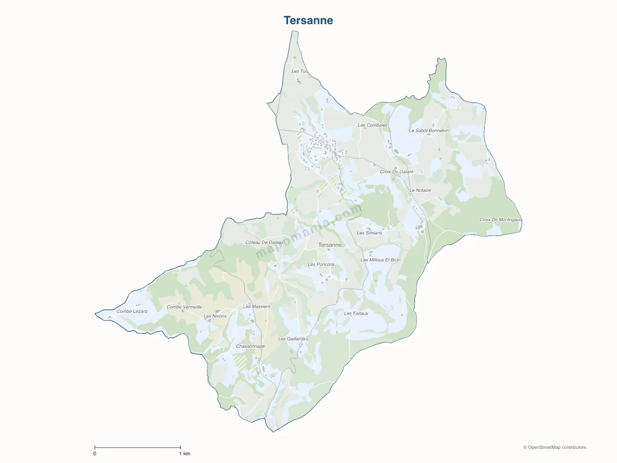Carte de Tersanne à personnaliser