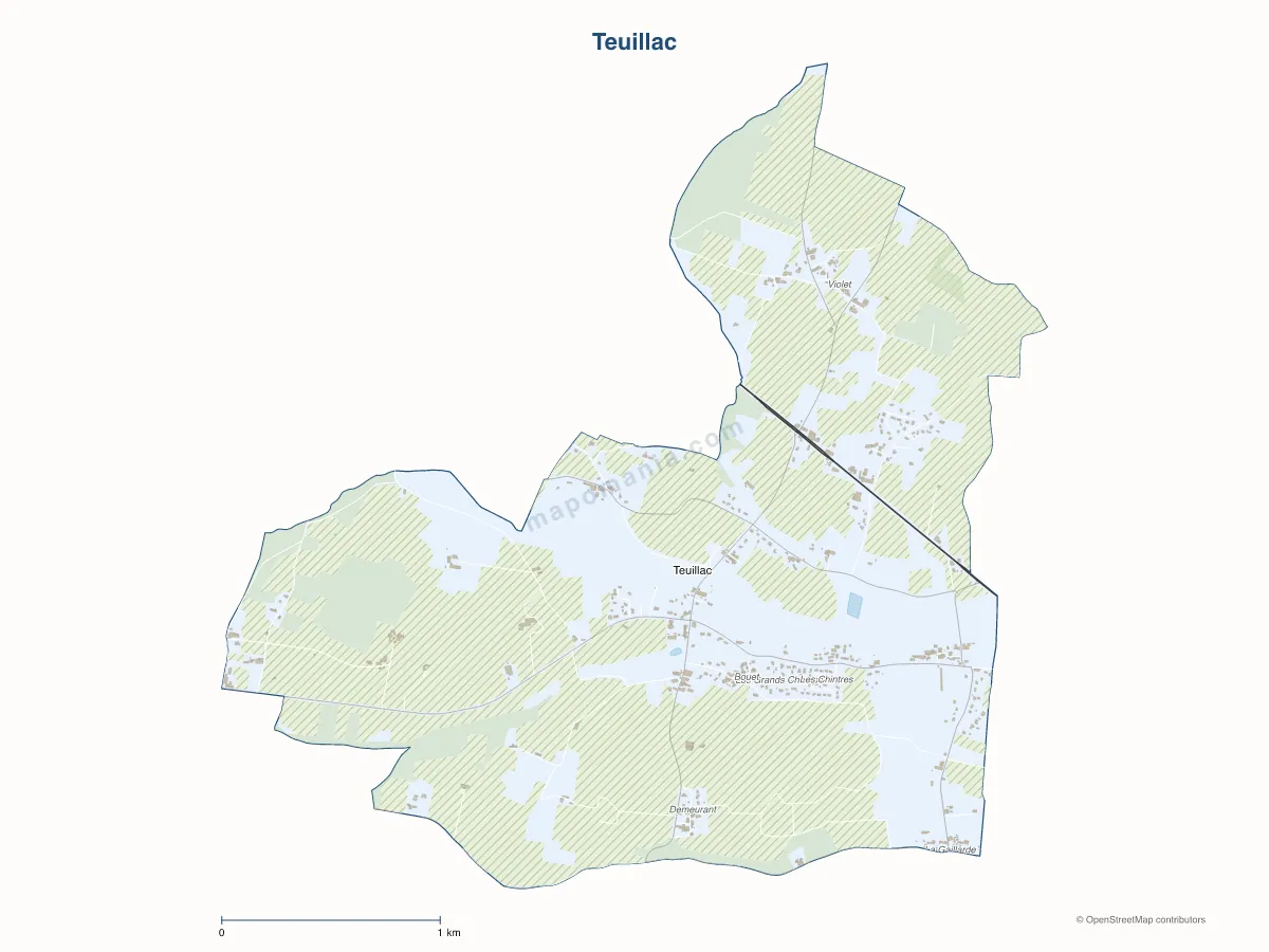 Carte de Teuillac à personnaliser