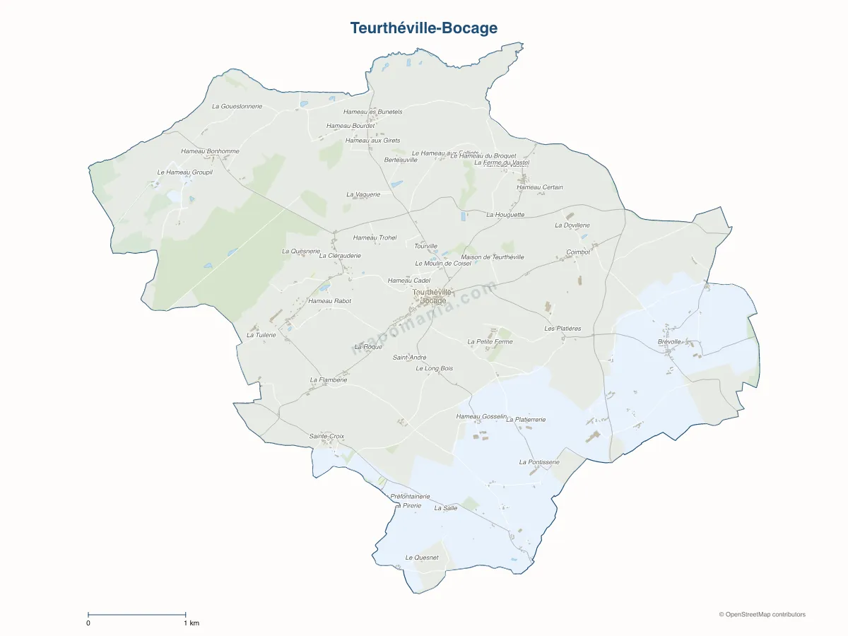 Carte de Teurthéville-Bocage à personnaliser
