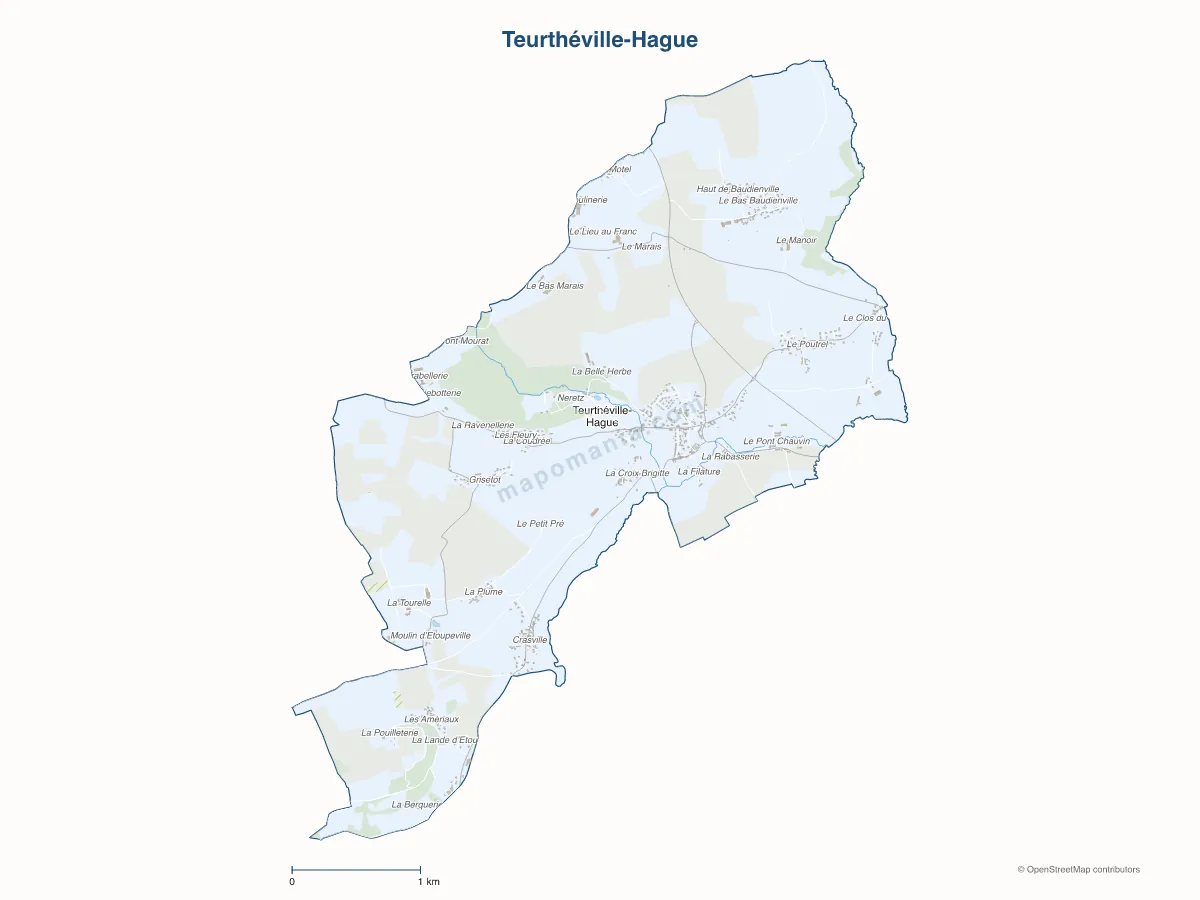 Carte de Teurthéville-Hague à personnaliser
