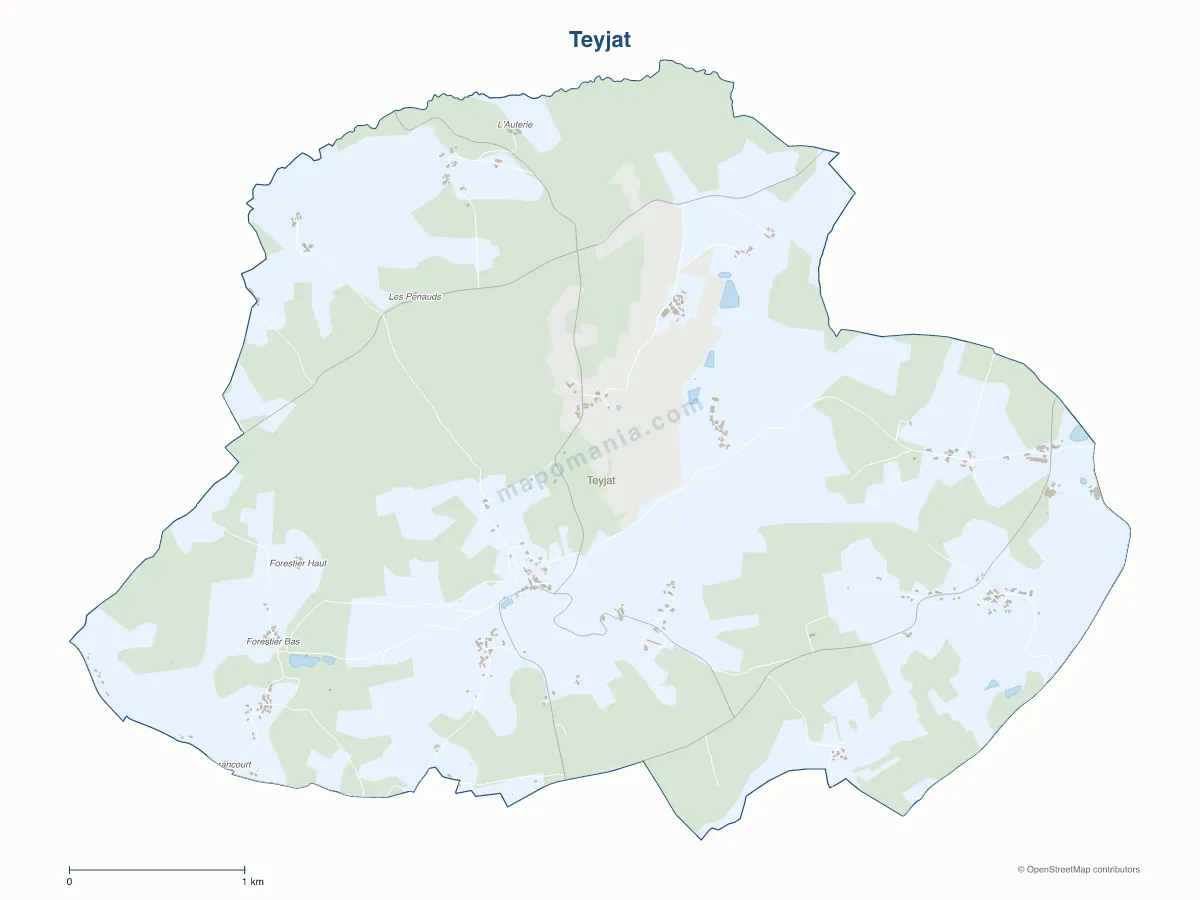 Carte de Teyjat à personnaliser