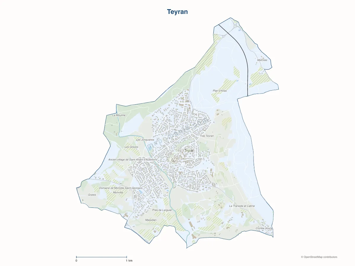 Carte de Teyran à personnaliser