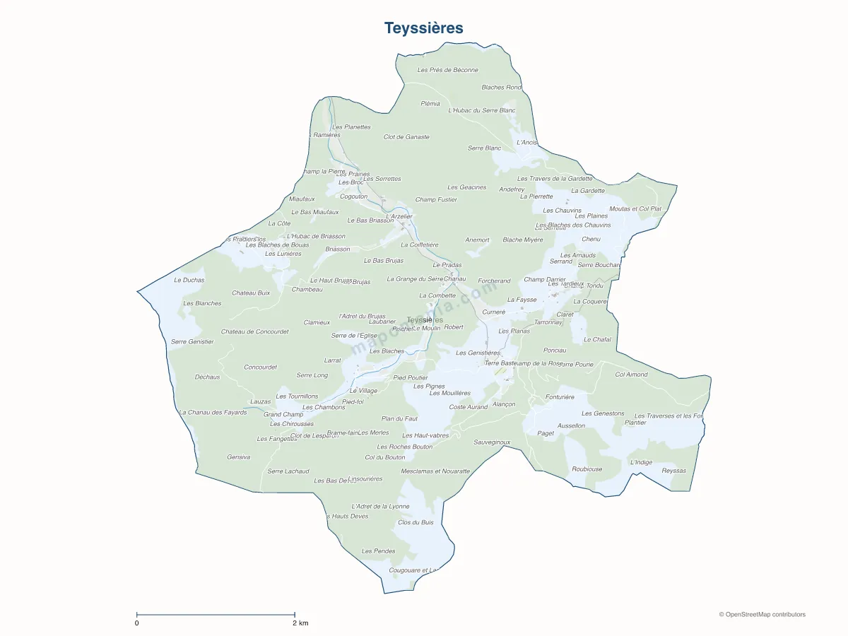 Carte de Teyssières à personnaliser