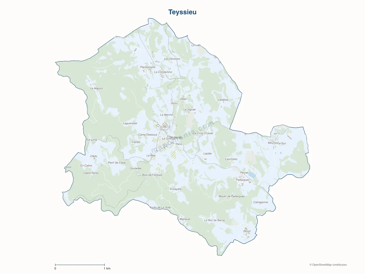 Carte de Teyssieu à personnaliser