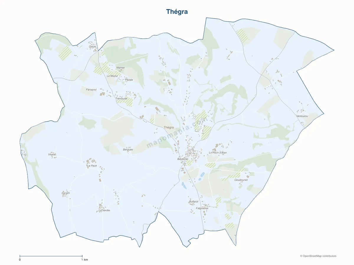 Carte de Thégra à personnaliser