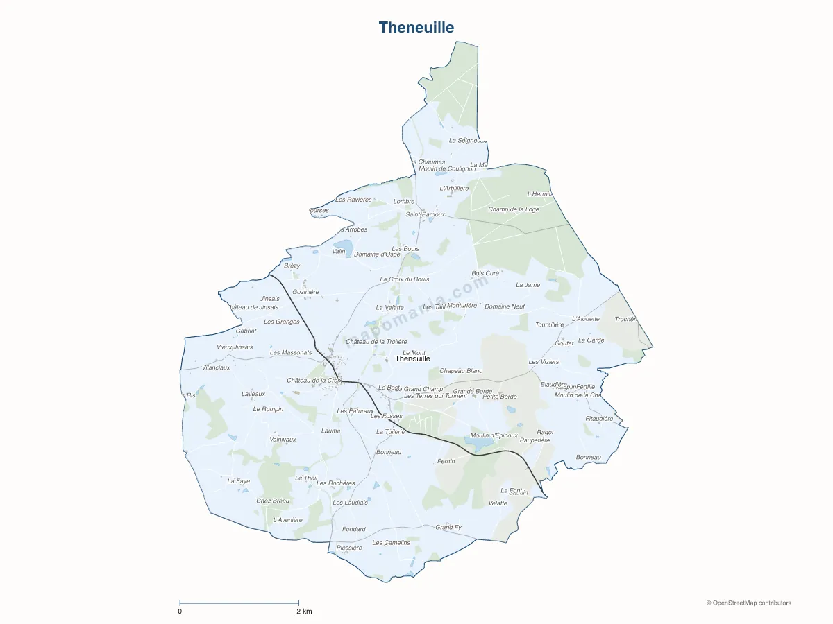 Carte de Theneuille à personnaliser