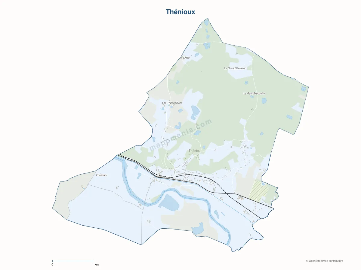 Carte de Thénioux à personnaliser
