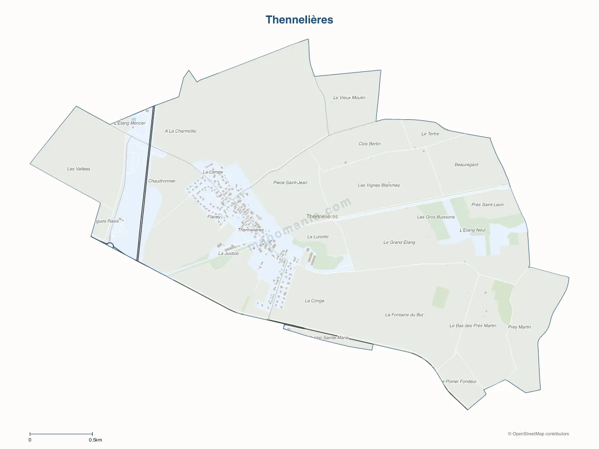 Carte de Thennelières à personnaliser