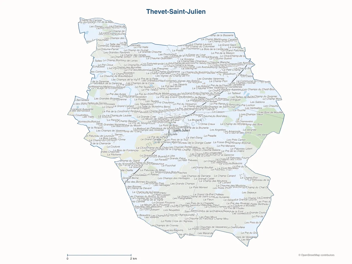 Carte de Thevet-Saint-Julien à personnaliser