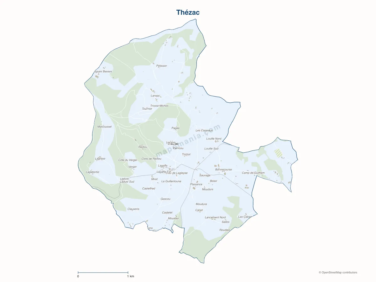 Carte de Thézac à personnaliser