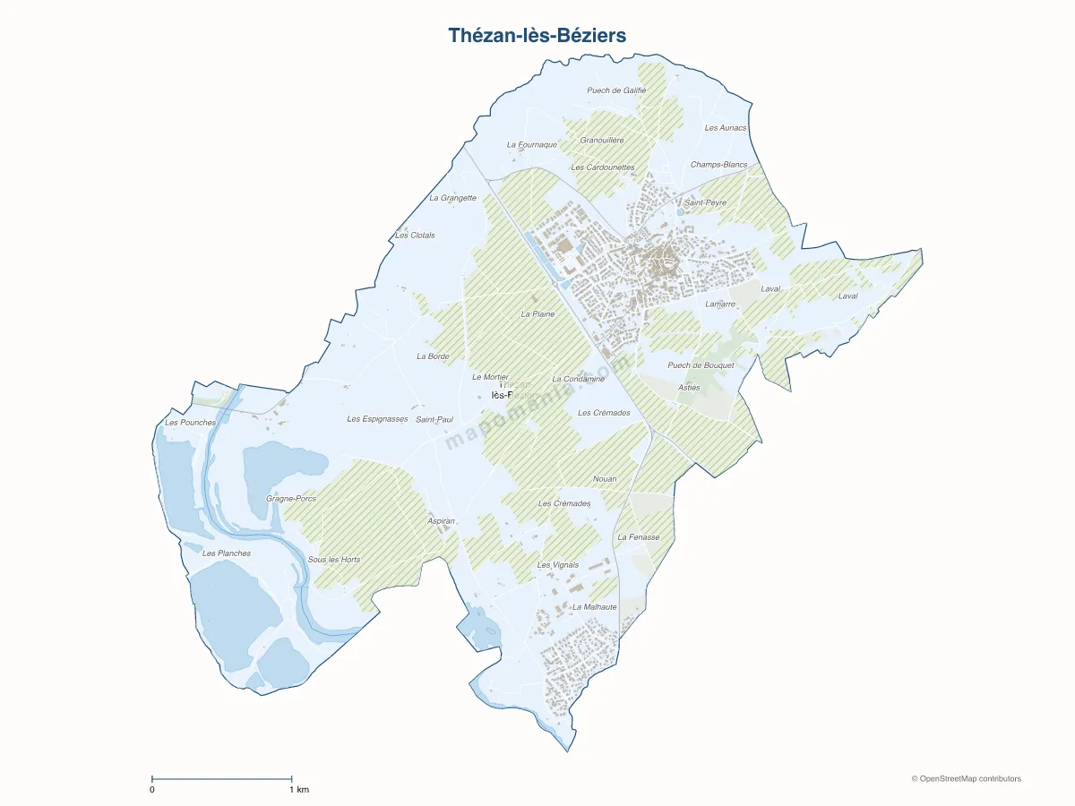 Carte de Thézan-lès-Béziers à personnaliser