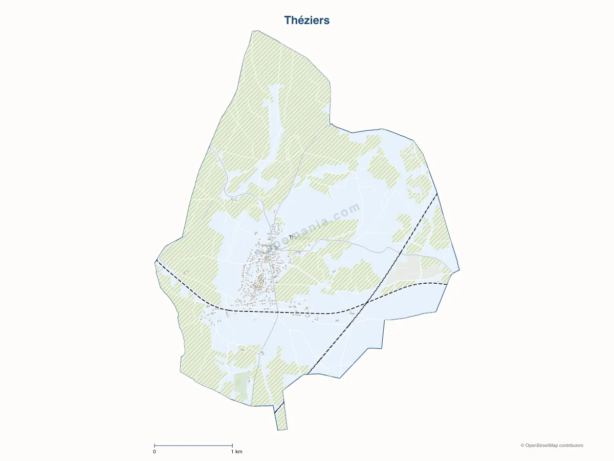 Carte de Théziers à personnaliser