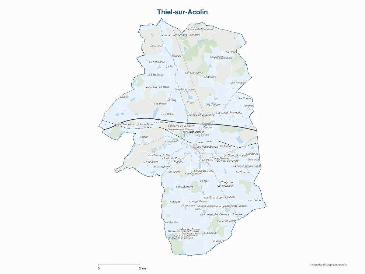 Carte de Thiel-sur-Acolin à personnaliser