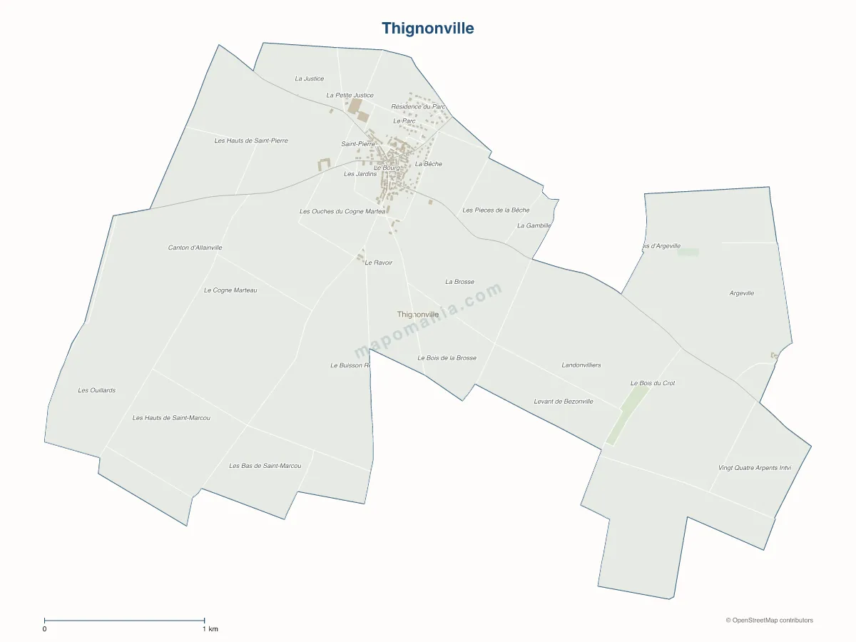 Carte de Thignonville à personnaliser