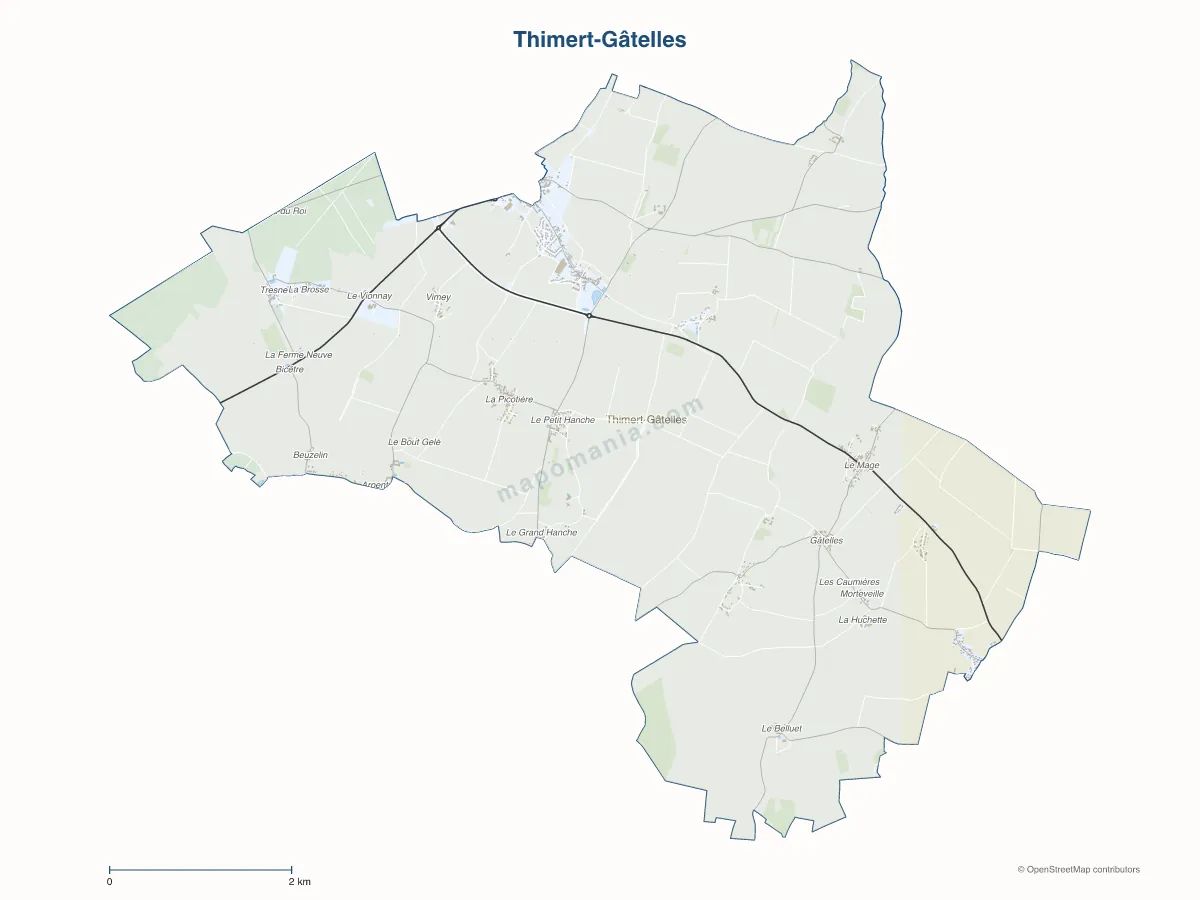 Carte de Thimert-Gâtelles à personnaliser