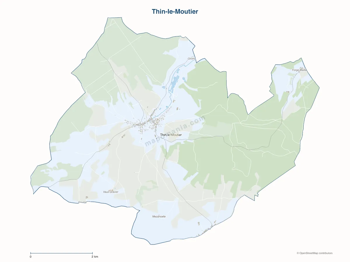 Carte de Thin-le-Moutier à personnaliser