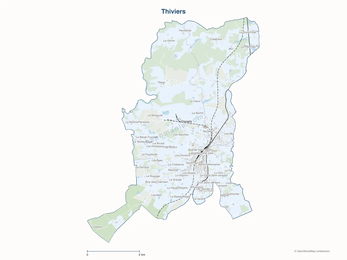 Carte de Thiviers à personnaliser