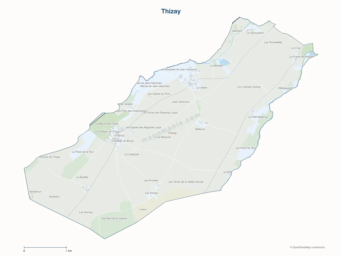 Carte de Thizay à personnaliser