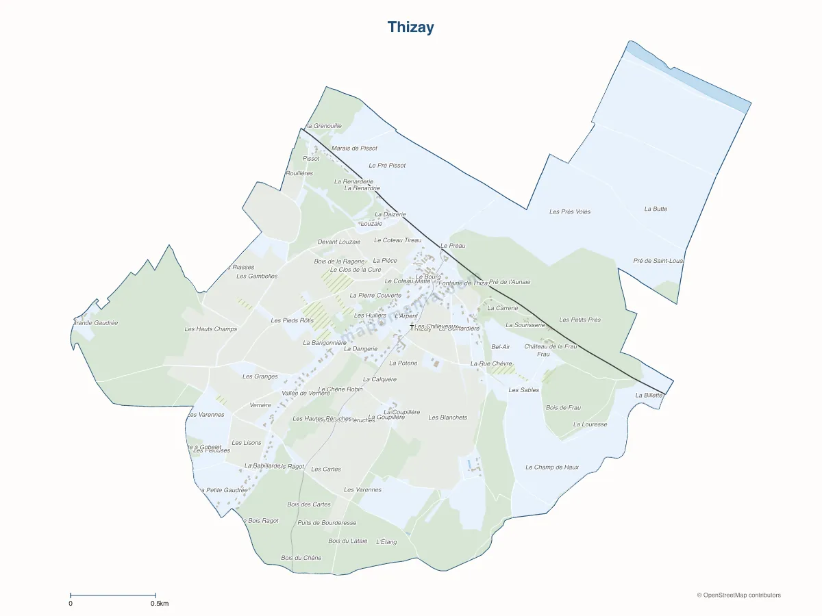 Carte de Thizay à personnaliser