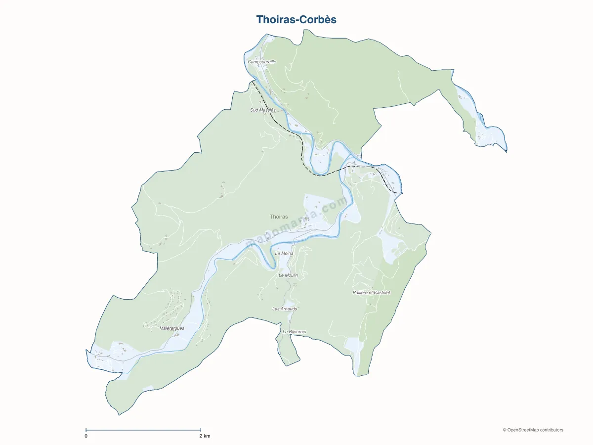 Carte de Thoiras-Corbès à personnaliser