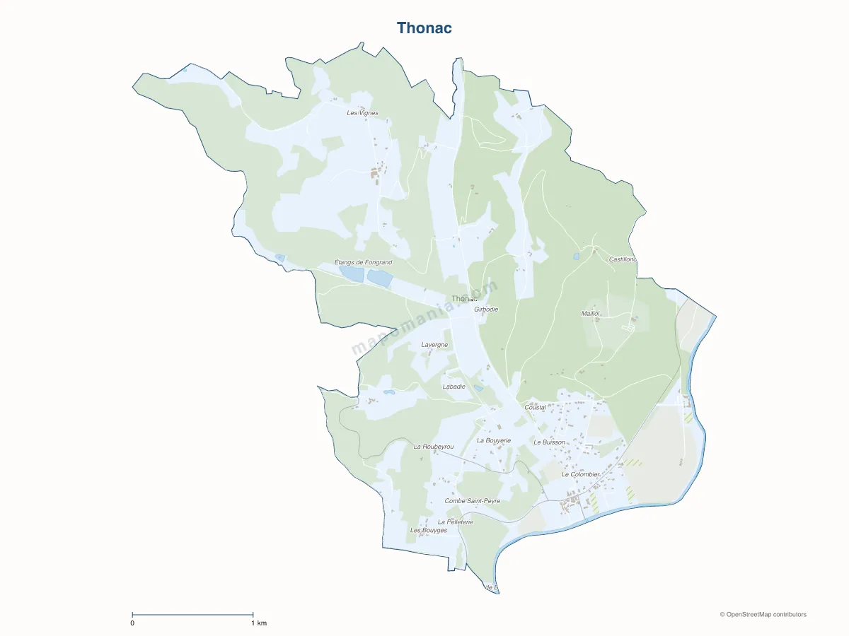 Carte de Thonac à personnaliser