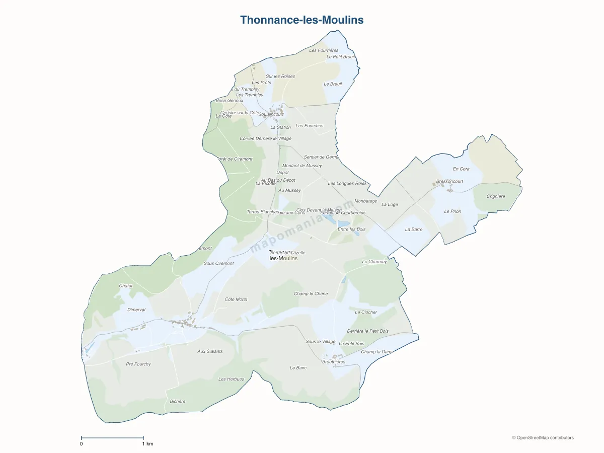 Carte de Thonnance-les-Moulins à personnaliser