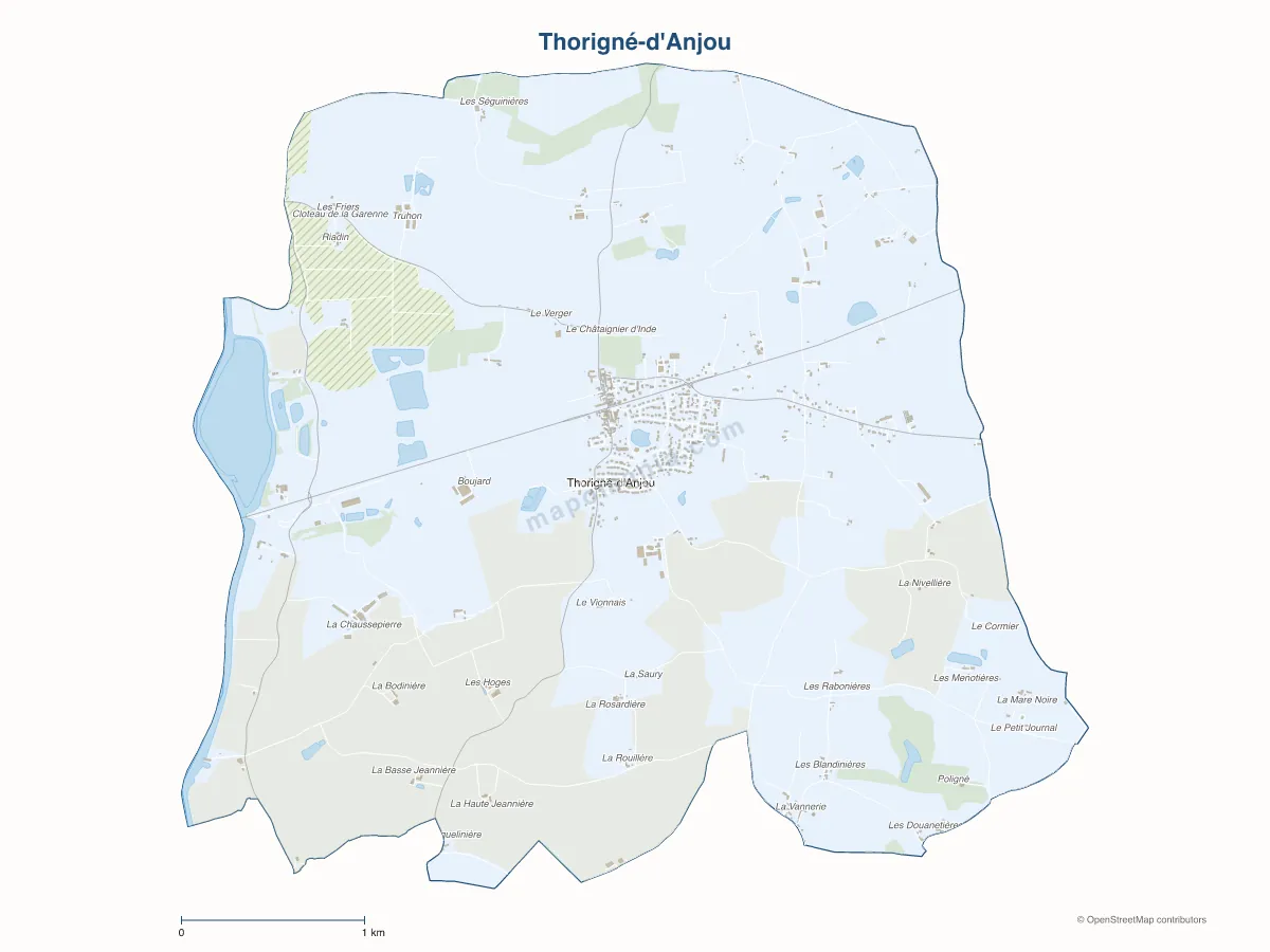 Carte de Thorigné-d'Anjou à personnaliser