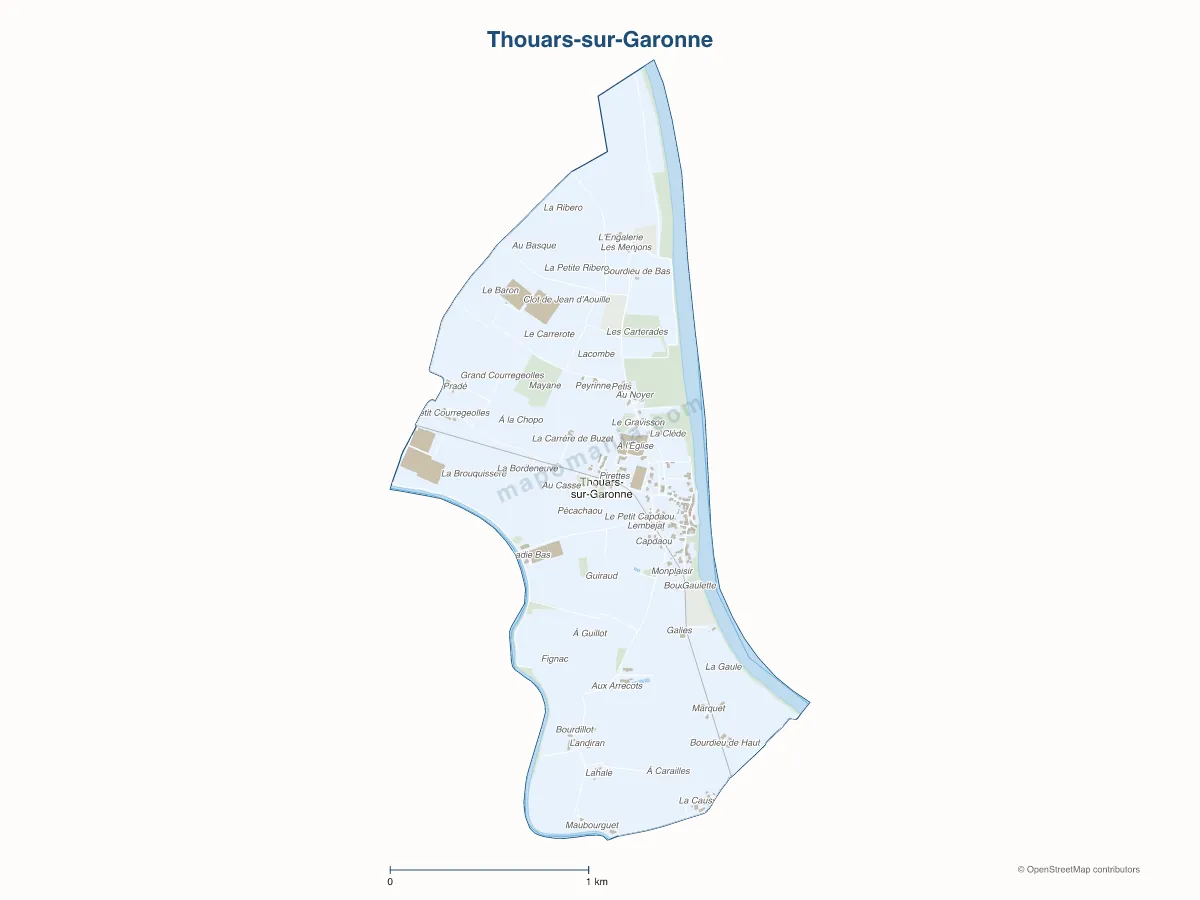 Carte de Thouars-sur-Garonne à personnaliser
