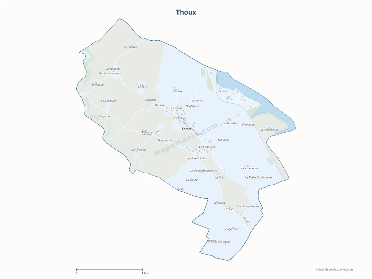 Carte de Thoux à personnaliser
