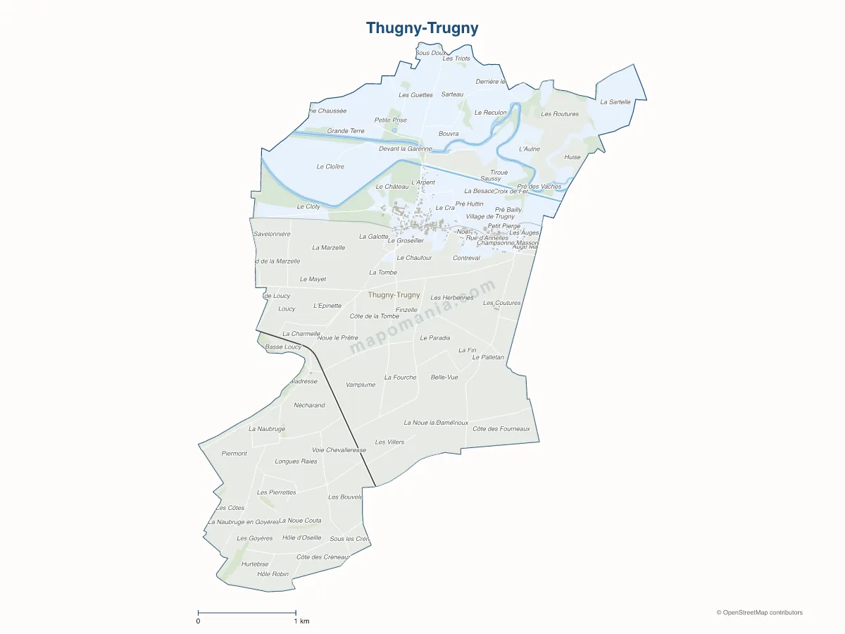 Carte de Thugny-Trugny à personnaliser
