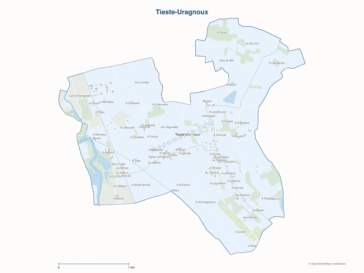 Carte de Tieste-Uragnoux à personnaliser